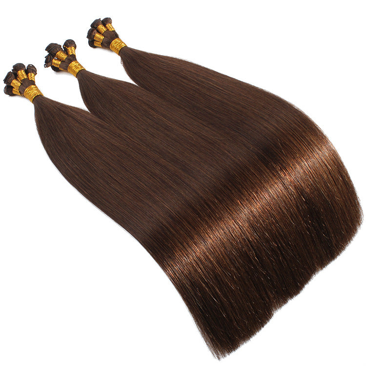Hand Tied Extension Straight Hair Bundles Salon Natural Hair Extensions Hair Weaving Full to End