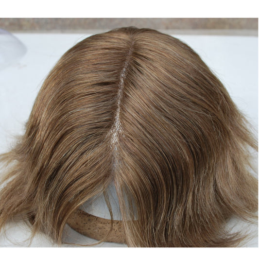 Men toupee wig human hair system for men French lace with PU around