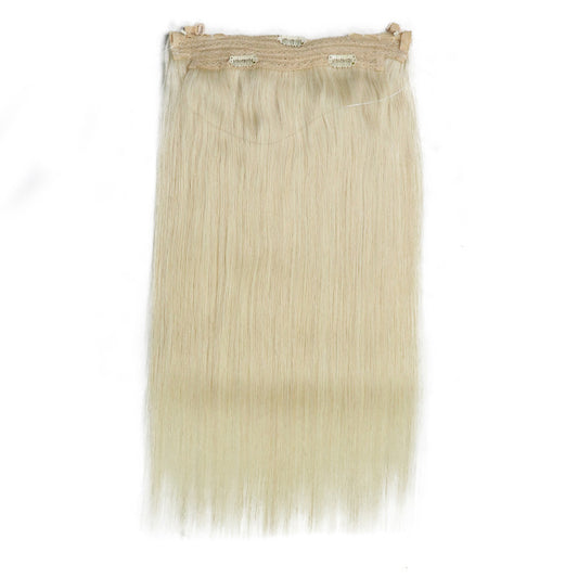 Fish Line Human Hair Extensions Invisible Wire Blonde Hair