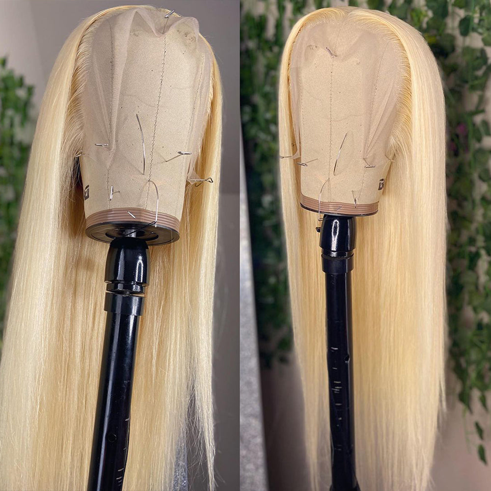 Straight 613 Blonde Color Transparent Lace Full Lace Human Hair Wig For Black Women Remy