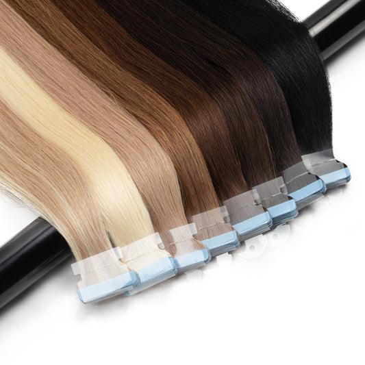 Tape In Human Hair Extensions 18" 20" 100% Real Remy Human Hair On Adhesives Tape PU Skin Weft Invisible 40pcs