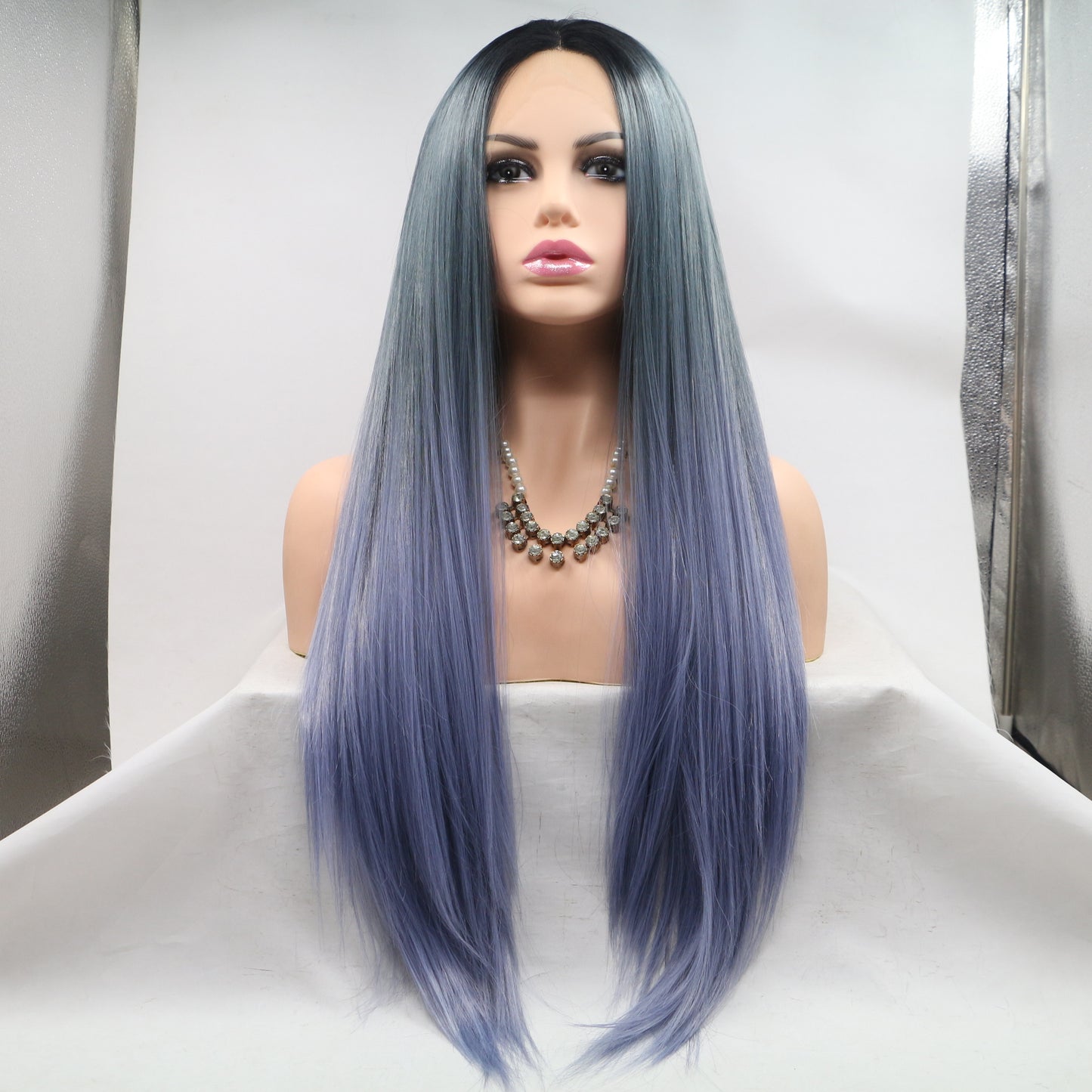 Women Lace Front Wig Purple Lilac Color High Temperature Resistance Lace Front Synthetic Wigs