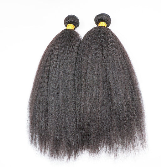 Kinky Straight Hair Bundles 100% Human Hair Extensions Wholesale Vendor Yaki Straight Hair 3/4 Bundles Natural Hair Weave