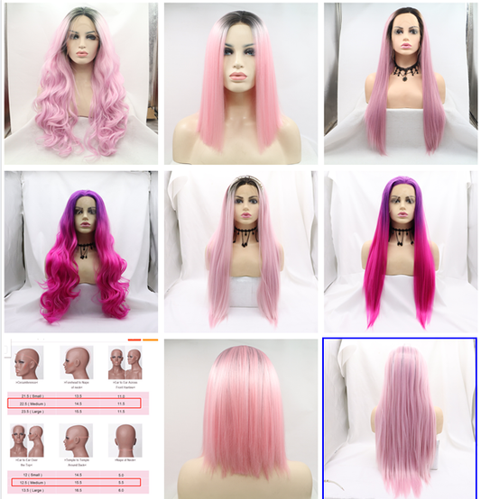 Pink Wig for Women Synthetic Pink Lace Front Wig Costume Party Wigs Halloween Wigs