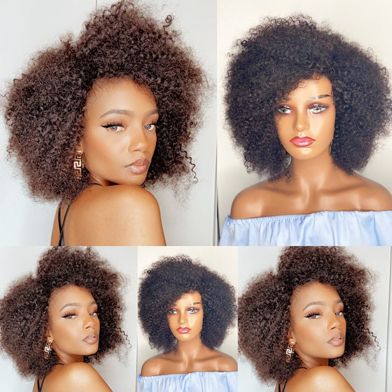 afro kinky curly human hair wig for black women pixie cut short bob wig 13X3 lace front wig