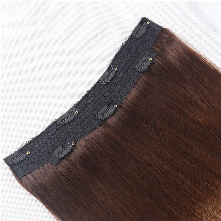 Fish Line Human Hair Extensions Invisible Wire Highlight Ombre