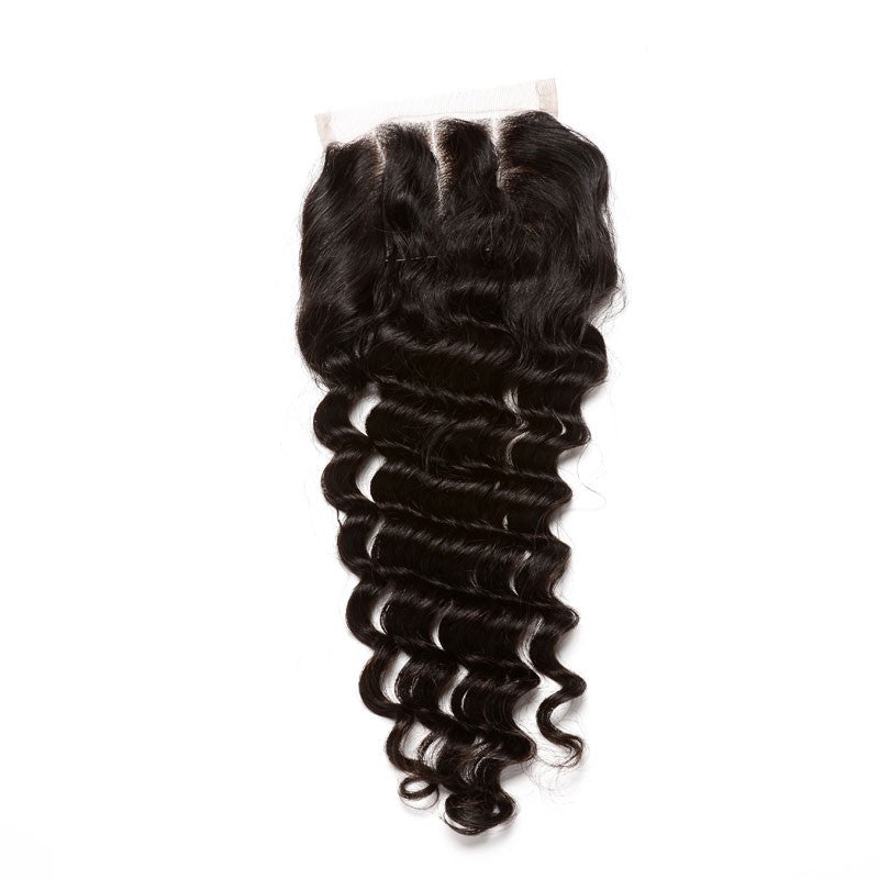 4x4 Loose Wave Lace Closure Remy 100% Human Hair Closure Transparent Lace Deep Wave Lace Pre Plucked With Baby Hair