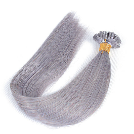 Nail U Tip Hair Extensions Grey Straight Machine Made Remy Human Pre-bonded Hair Extensions Fusion Nails Keratin Capsules