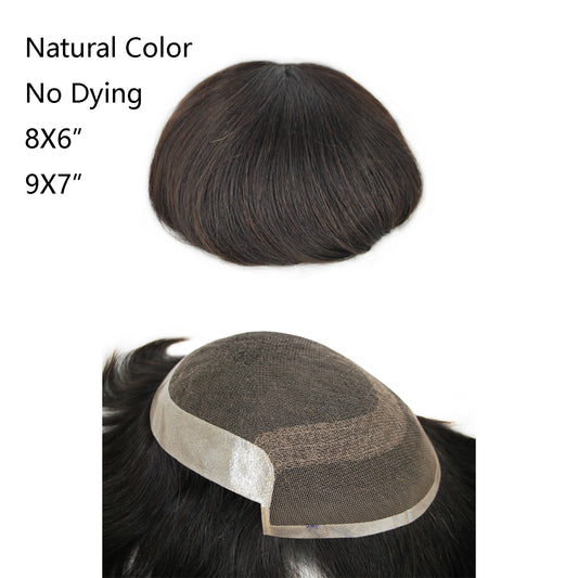 Natural Color Toupee For Man Human Hair Patch French lace with PU Back And Sides Men Wig Hair Unit